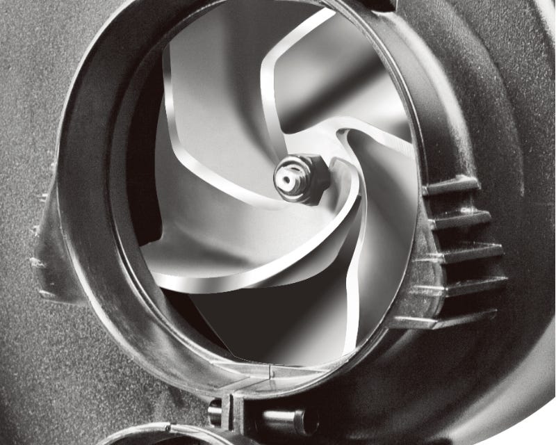 close up of the internal impeller